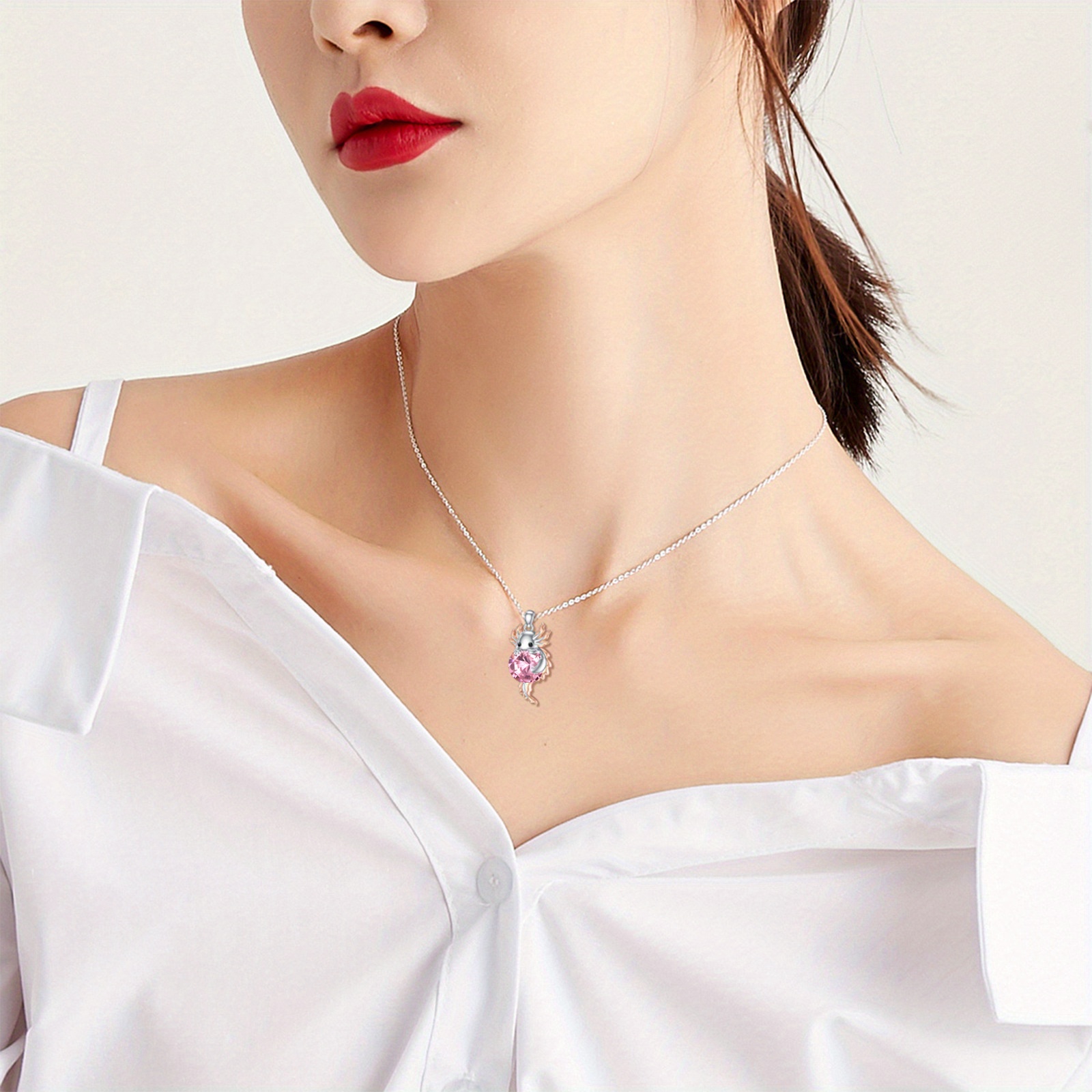 925 Sterling Silver Women's Axolotl Necklace, Couple Gift